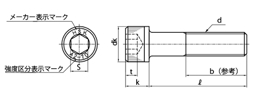 ステンレス SUS329J4L 六角穴付きボルト(キャップスクリュー)(光精工)(高濃度塩化物用) 製品図面