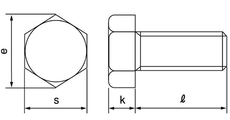 鉄 六角ボルト(全ねじ)(左ねじ) 製品図面