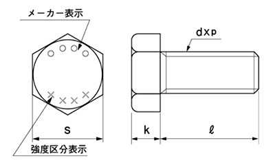 鋼 強度区分10.9 六角ボルト (全ねじ・細目)(M30 P＝3.0) 製品図面