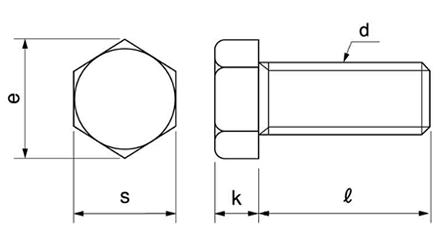 鉄 小形六角ボルト(全ねじ) 製品図面