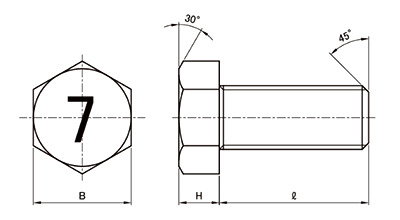 鋼 (7マーク)小形六角ボルト(全ねじ・細目)(M12 p＝1.5) 製品図面