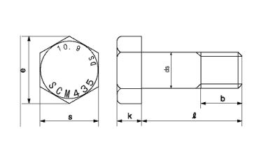 鋼 強度区分10.9 六角ボルト (ダイワ製) 製品図面