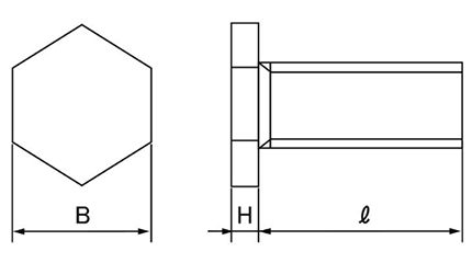 鉄 超低頭 六角ボルト (全ねじ) 製品図面