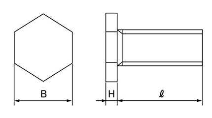 鉄 超低頭 六角ボルト(全ねじ)(インチ・ウイット) 製品図面