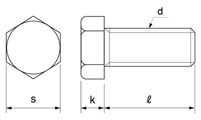 鉄 六角ボルト(全ねじ)(輸入品・ドブ鍍金) 製品図面