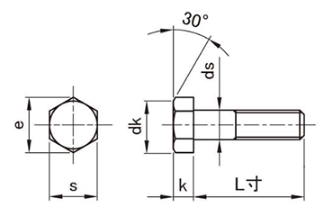 鋼 強度区分8.8 六角ボルト(全ねじ)(協栄製) 製品図面