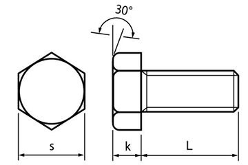 黄銅 六角ボルト(半ねじ) 製品図面