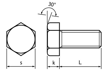 ステンレス SUS316L (A4) 六角ボルト(全ねじ) 製品図面