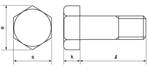 ステンレス SUS316L (A4) 六角ボルト(半ねじ)(光精工) 製品図面