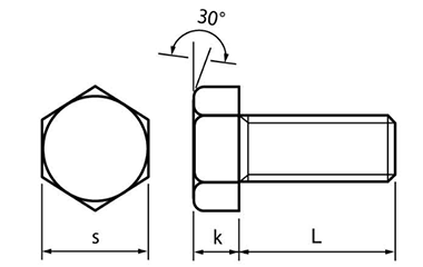 ステンレス SUS304L 六角ボルト(全ねじ)(極低炭素) 製品図面