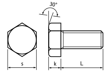 ニッケル合金 ALLOY C276六角ボルト(高耐熱、高耐食) 製品図面