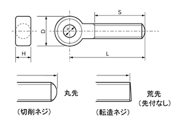 鉄 デンデン(蝶番・ロッド)ボルト 製品図面