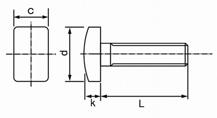 鉄 長方形ボルト (全ねじ)M8～M12 製品図面