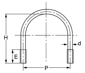 鉄 Uボルト(一般鋼管用)(国産品)(ミリネジ) 製品図面
