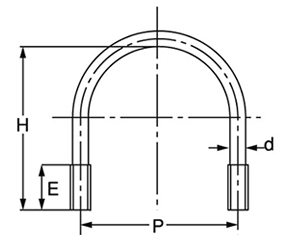 鉄 Uボルト(一般鋼管用)(国産品)(インチ・ウイット) 製品図面
