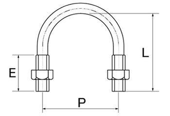 鉄 Uボルト ナット付(一般鋼管用)(インチ・ウイット) 製品図面