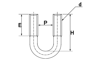 鉄 Uボルト(一般鋼管用)(三和鋲螺製)(インチ・ウイット) 製品図面