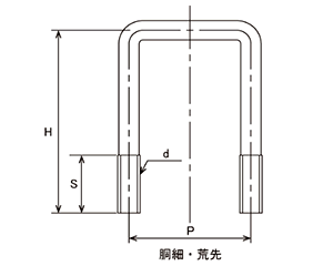 鉄 コの字ボルト(角パイプ用)(ロ60X30) 製品図面