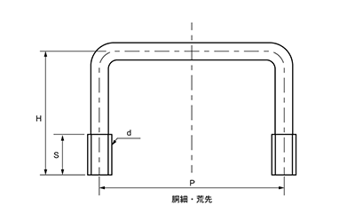 鉄 コの字ボルト(角パイプ用)(インチ・ウイット) 製品図面