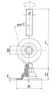 鉄 フレキシブルレベラー(傾斜型アジャスト調整レベルボルト) 製品図面