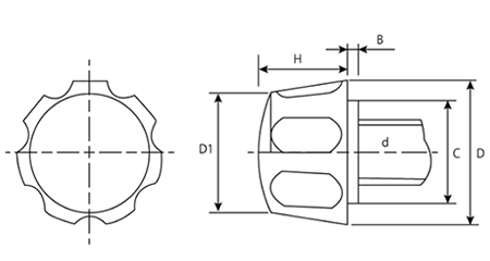 鉄 白 花ボルト(NO.2)ポリアミド樹脂 花弁型 ねじ部鉄 製品図面