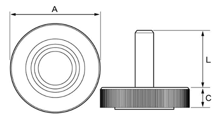 エラストマー樹脂製(TPE) アジャスター(高さ調節用)(M型φ30)(ROHS品)(三星産業貿易) 製品図面