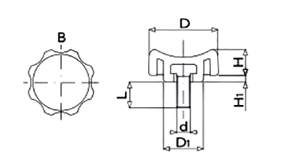 ポリカーボネート シースルーボルト (透明つまみボルト)(大丸鋲螺製作所) 製品図面