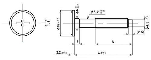 鉄 ジョイントコネクターボルトBタイプ JCB-B(+)(-)(頭径D＝16)(安達鋼業製) 製品図面