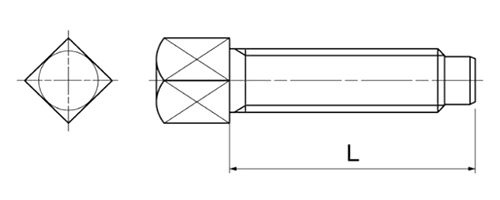 鉄 角スボルト(頭の角)(インチ・ウイット)(熱処理品) 製品図面