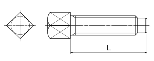 鉄 角スボルト(頭の大角)(インチ・ウイット)(熱処理品) 製品図面