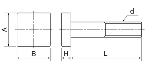鋼 SCM435 プレスボルト 大角タイプ(熱処理品)(金型用)(インチ・ウイット) 製品図面