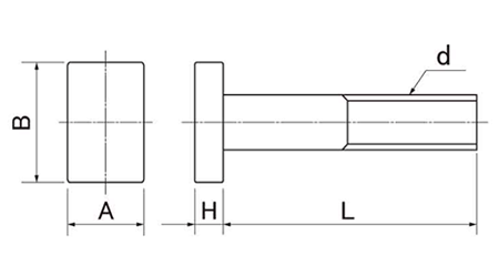 鋼 SCM435 プレスボルト 長方形タイプ(熱処理品)(金型用)(ミリねじ) 製品図面
