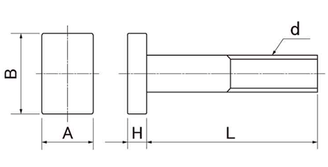 鋼 SCM435 プレスボルト 長方形タイプ(熱処理品)(金型用)(インチ・ウイット) 製品図面