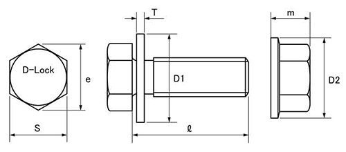 鉄 D-Lock(ドーブチロック)ボルトセット品 (トーネジ製) 製品図面