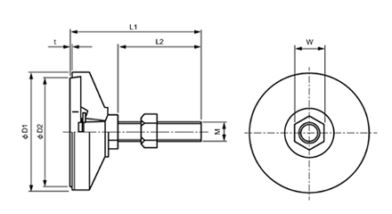 鉄 アジャストボルト 傾斜タイプ(最大15度) (重荷重用/ゴム座付き) 製品図面