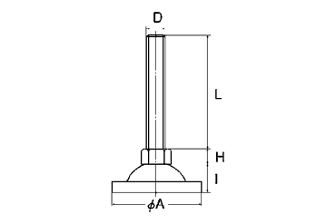 鉄アジャスト 調整レベルボルト(ゴム付き) 製品図面