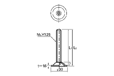 鉄 アジャスト調整レベルボルト(十字穴付) 製品図面