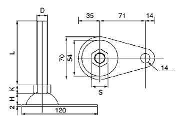 鉄アジャスト 調整レベルボルト(固定用) 製品図面