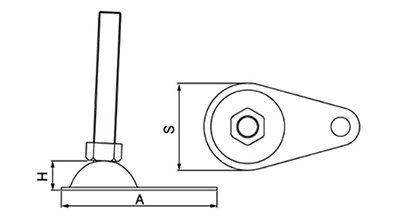 鉄 アジャストボルト 傾斜タイプ(最大15度) 固定用タイプ 製品図面