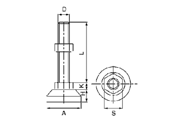 鉄 アジャスト調整レベルボルト(重量物用) 製品図面