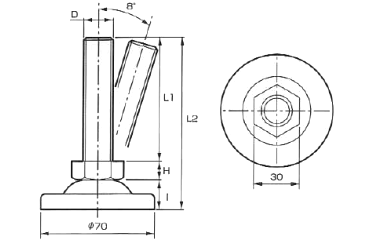 鉄 アジャスト調整レベルボルト(重量物用)(細目) 製品図面