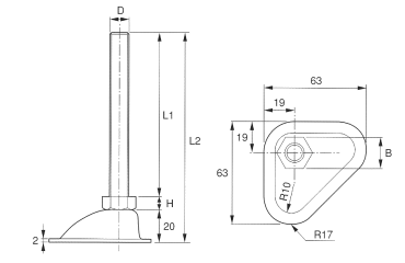 鉄 アジャスト調整レベルボルト(コーナー用) 製品図面