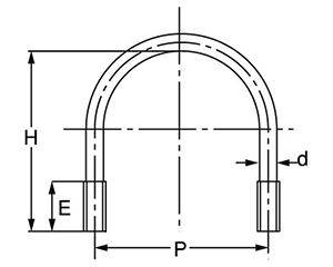 ステンレス Uボルト(一般鋼管用)(国産品) ミリネジ用 製品図面