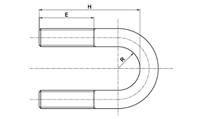 ステンレス Uボルト(船舶用 A型) ミリネジ用 製品図面