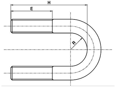 ステンレス Uボルト(船舶用 B型) ミリネジ用 製品図面