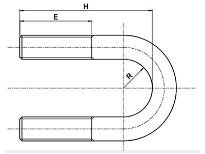 ステンレス Uボルト(船舶用 C型) ミリネジ用 製品図面