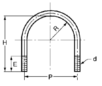 ステンレス Uボルト ナット付(一般鋼管用)(インチ・ウイット) 製品図面