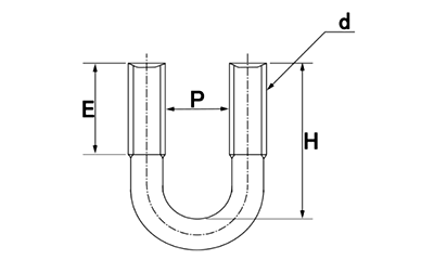 ステンレス Uボルト(一般鋼管用)(三和鋲螺製)(インチ・ウイット) 製品図面