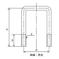 ステンレス コの字ボルト (角パイプ用)(ロ75x40) 製品図面