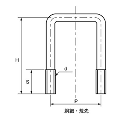 ステンレス コの字ボルト(角パイプ用)(ロ100x125) 製品図面